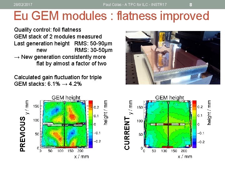 28/02/2017 Paul Colas - A TPC for ILC - INSTR 17 8 Eu GEM