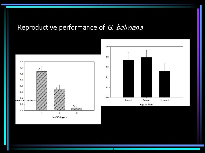 Reproductive performance of G. boliviana 