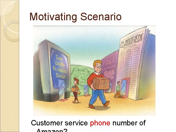 Motivating Scenario Customer service phone number of 