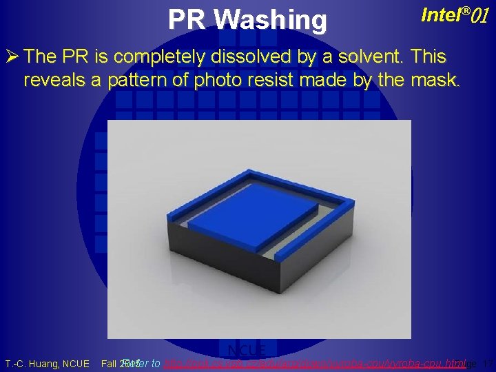 PR Washing Intel® 01 Ø The PR is completely dissolved by a solvent. This
