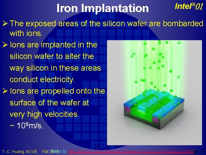 Iron Implantation Intel® 01 Ø The exposed areas of the silicon wafer are bombarded