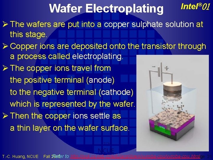 Wafer Electroplating Intel® 01 Ø The wafers are put into a copper sulphate solution