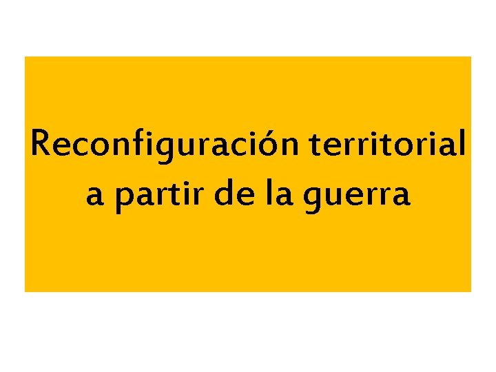 Reconfiguración territorial a partir de la guerra 