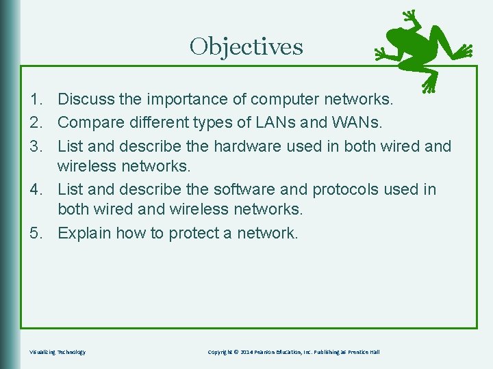 Objectives 1. Discuss the importance of computer networks. 2. Compare different types of LANs