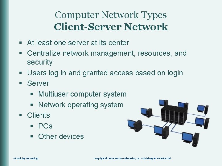 Computer Network Types Client-Server Network § At least one server at its center §