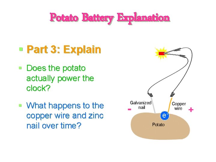 Potato Battery Explanation § Part 3: Explain § Does the potato actually power the