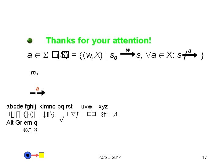 Thanks for your attention! a 2 �� (S) = (w, X) | s 0