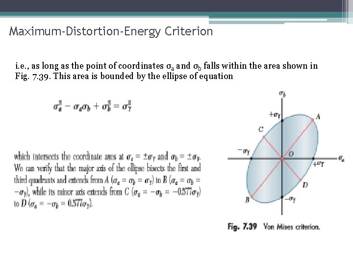 Maximum-Distortion-Energy Criterion i. e. , as long as the point of coordinates σa and