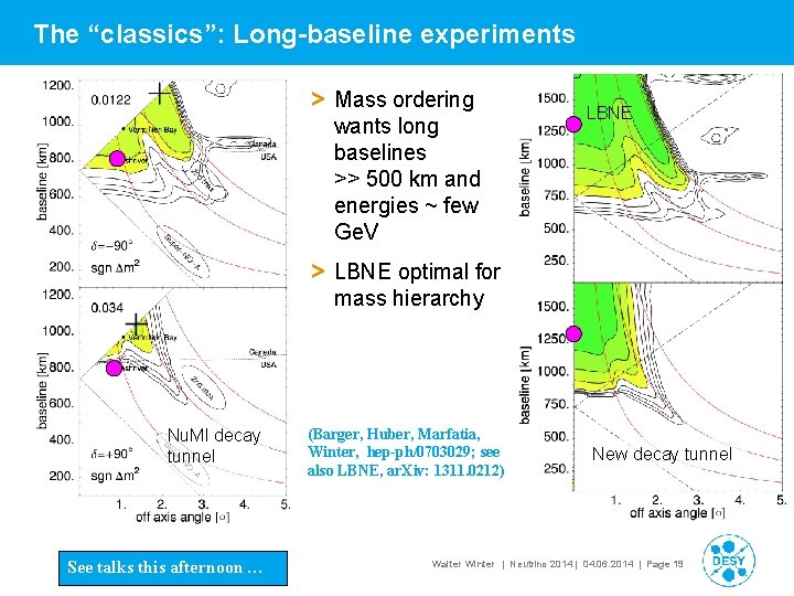 The “classics”: Long-baseline experiments > Mass ordering wants long baselines >> 500 km and