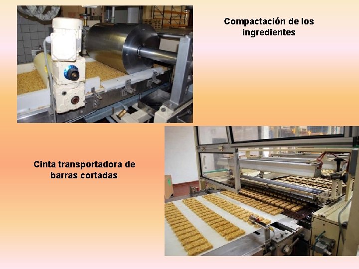 Compactación de los ingredientes Cinta transportadora de barras cortadas 