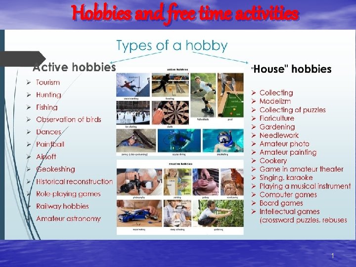 Hobbies and free time activities 1 