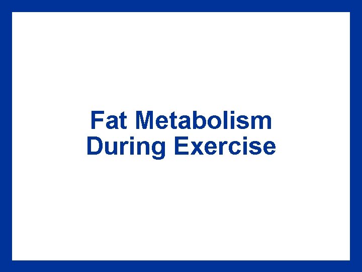 Fat Metabolism During Exercise 
