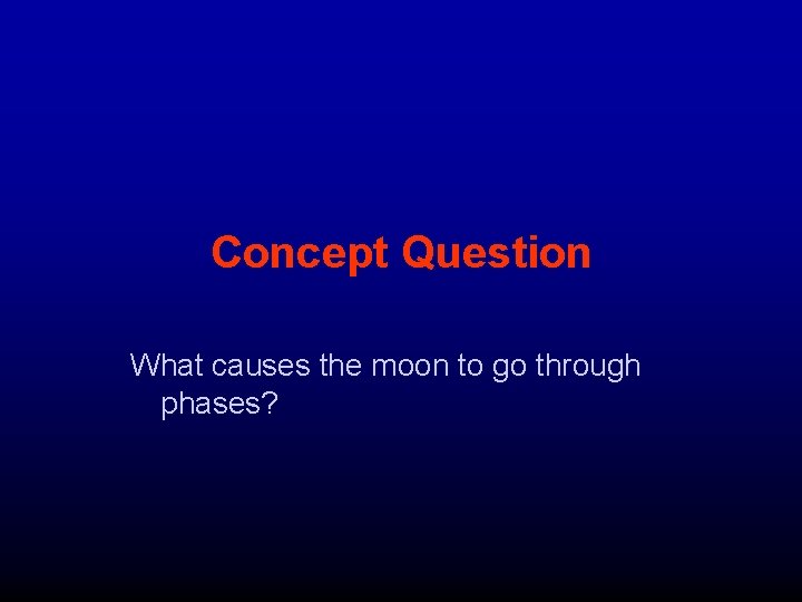 Concept Question What causes the moon to go through phases? 
