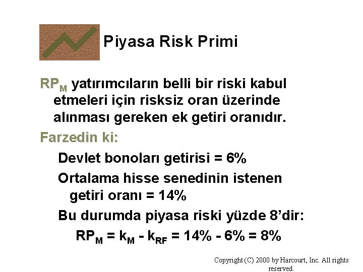 Piyasa Risk Primi RPM yatırımcıların belli bir riski kabul etmeleri için risksiz oran üzerinde
