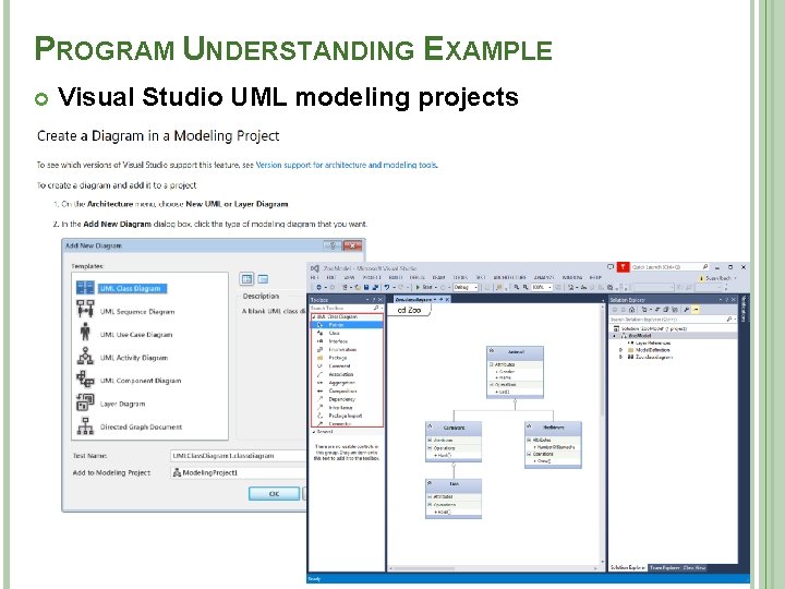 PROGRAM UNDERSTANDING EXAMPLE Visual Studio UML modeling projects 15 