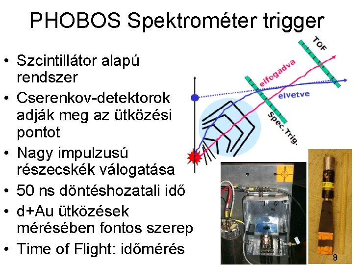 PHOBOS Spektrométer trigger • Szcintillátor alapú rendszer • Cserenkov-detektorok adják meg az ütközési pontot