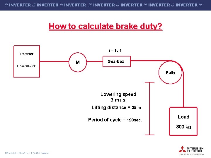 /// INVERTER /// INVERTER /// Industrial Automation How to calculate brake duty? i=1: 4