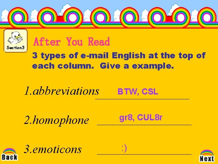 Section 3 After You Read 3 types of e-mail English at the top of