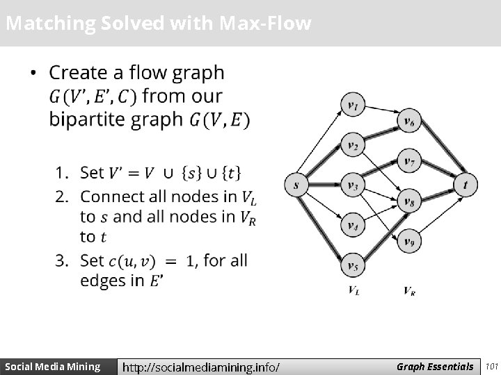 Matching Solved with Max-Flow • Social Media Mining http: //socialmediamining. info/ Measures Graph and