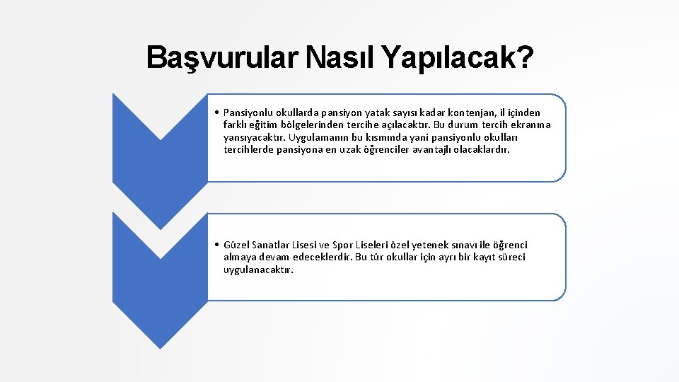 Başvurular Nasıl Yapılacak? • Pansiyonlu okullarda pansiyon yatak sayısı kadar kontenjan, il içinden farklı