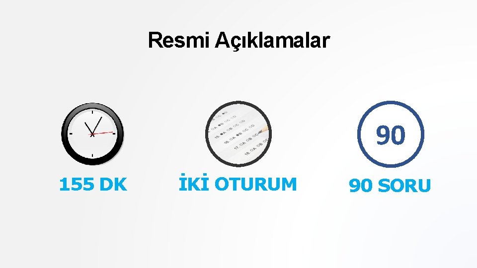 Resmi Açıklamalar 90 155 DK İKİ OTURUM 90 SORU 