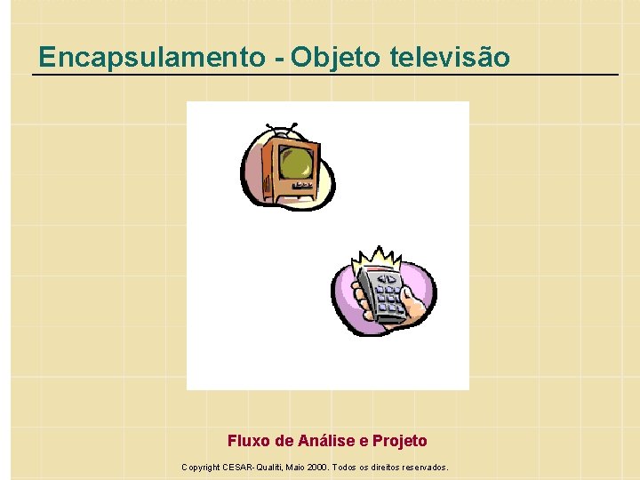 Encapsulamento - Objeto televisão Fluxo de Análise e Projeto Copyright CESAR-Qualiti, Maio 2000. Todos