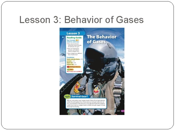 Lesson 3: Behavior of Gases 