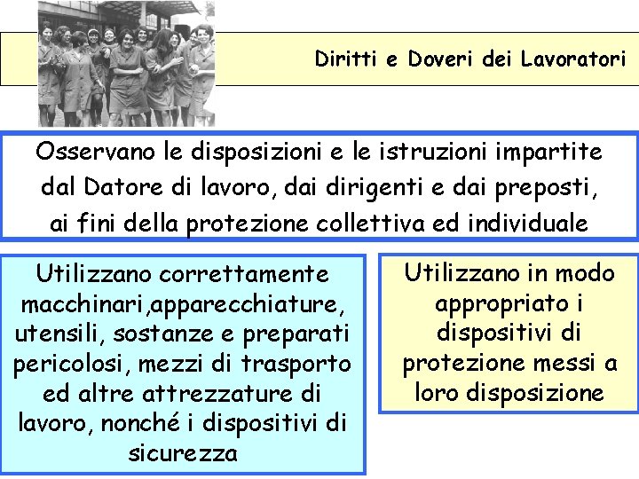 Diritti e Doveri dei Lavoratori Osservano le disposizioni e le istruzioni impartite dal Datore