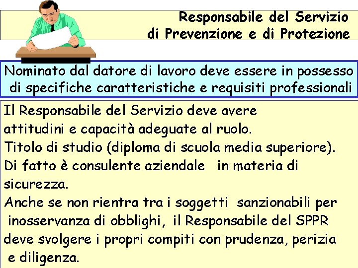 Responsabile del Servizio di Prevenzione e di Protezione Nominato dal datore di lavoro deve