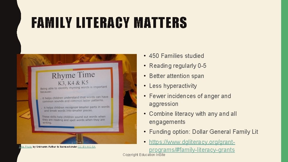 FAMILY LITERACY MATTERS • 450 Families studied • Reading regularly 0 -5 • Better
