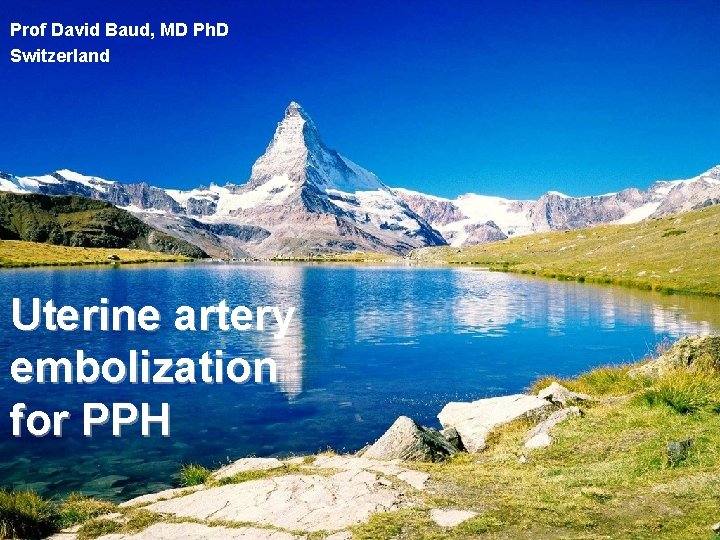 Prof David Baud, MD Ph. D Switzerland Uterine artery embolization for PPH 