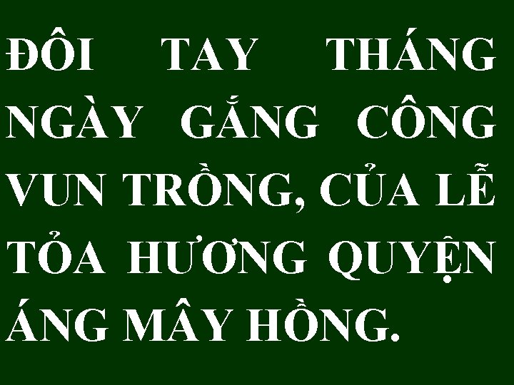 ĐÔI TAY THÁNG NGÀY GẮNG CÔNG VUN TRỒNG, CỦA LỄ TỎA HƯƠNG QUYỆN ÁNG