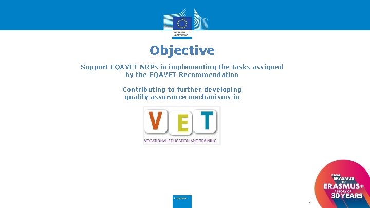 Objective Support EQAVET NRPs in implementing the tasks assigned by the EQAVET Recommendation Contributing