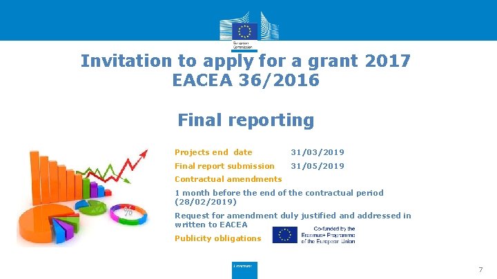 Invitation to apply for a grant 2017 EACEA 36/2016 Final reporting Projects end date