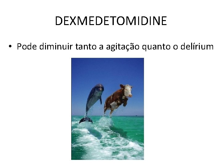 DEXMEDETOMIDINE • Pode diminuir tanto a agitação quanto o delírium 