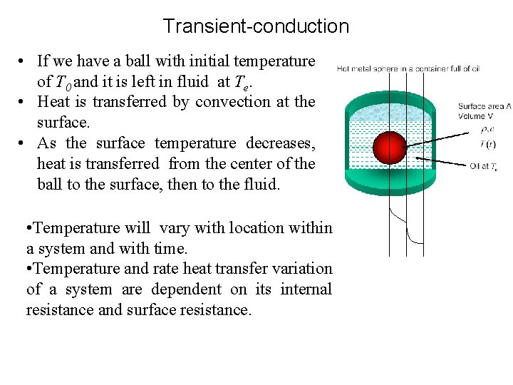 Transient-conduction • If we have a ball with initial temperature of T 0 and