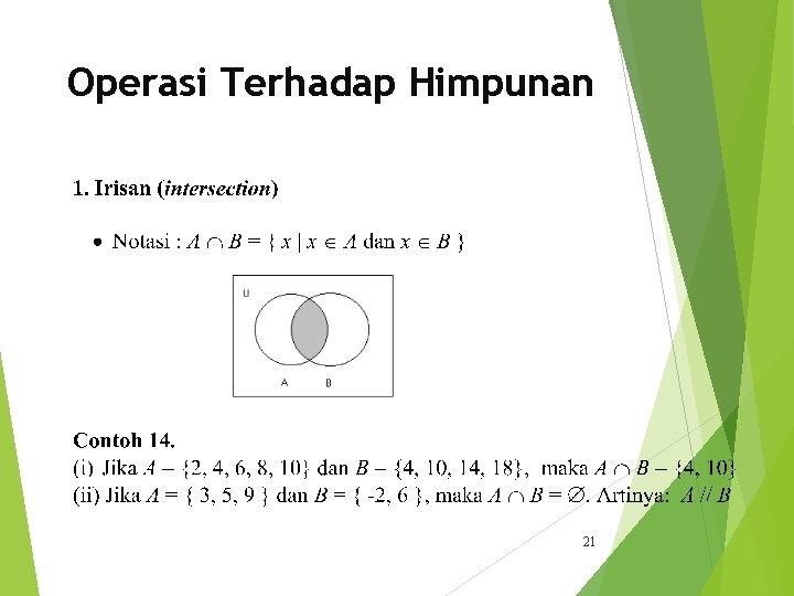 Operasi Terhadap Himpunan 21 