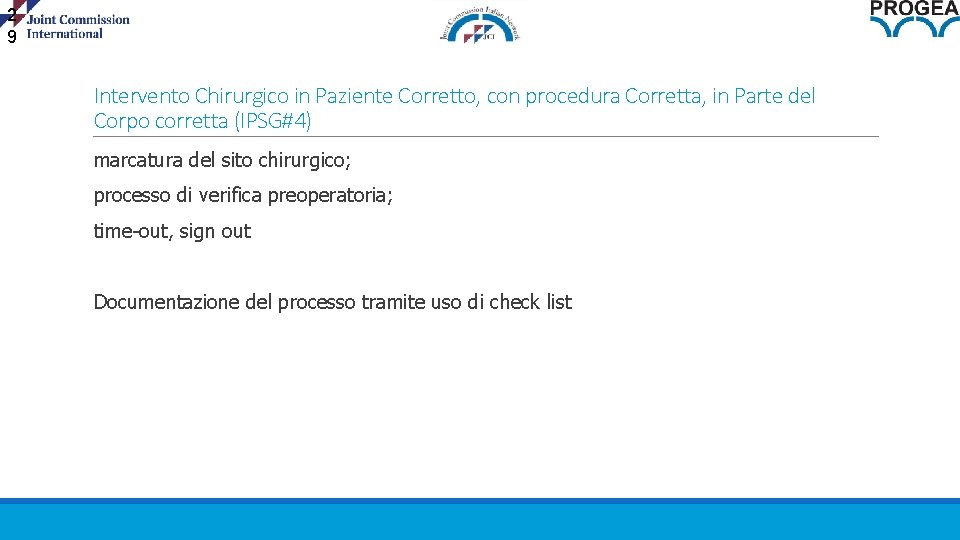 2 9 Intervento Chirurgico in Paziente Corretto, con procedura Corretta, in Parte del Corpo