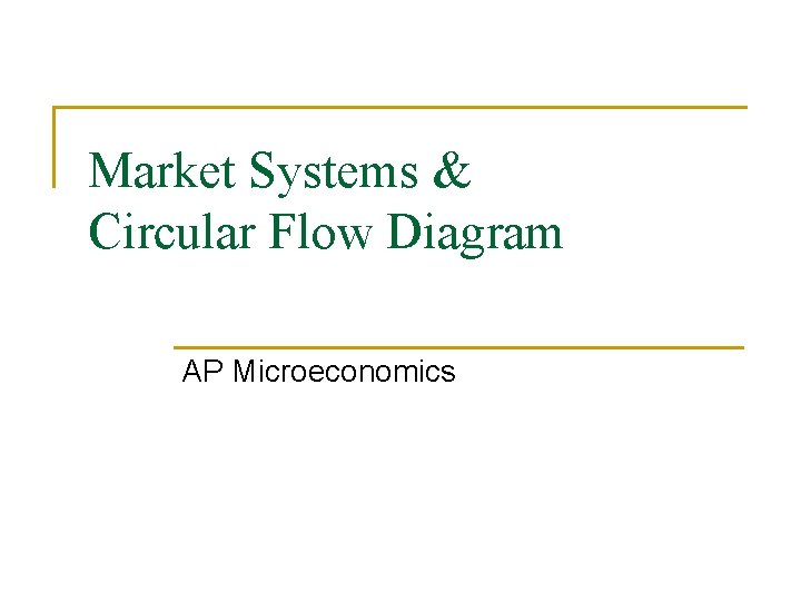 Market Systems & Circular Flow Diagram AP Microeconomics 
