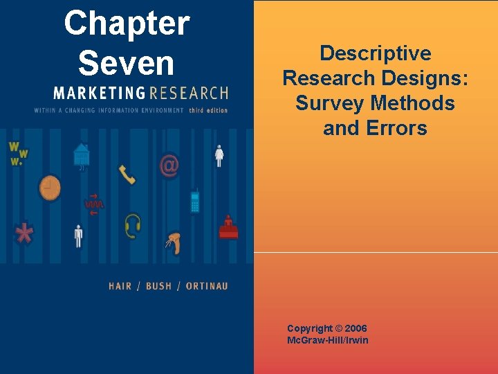 Chapter Seven Descriptive Research Designs: Survey Methods and Errors Copyright © 2006 Mc. Graw-Hill/Irwin