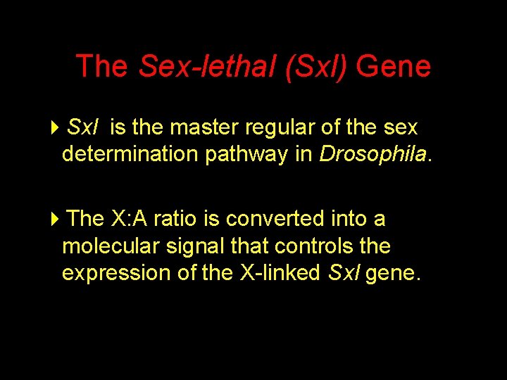 The Sex-lethal (Sxl) Gene 4 Sxl is the master regular of the sex determination
