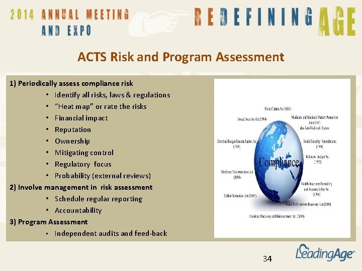 ACTS Risk and Program Assessment 1) Periodically assess compliance risk • Identify all risks,