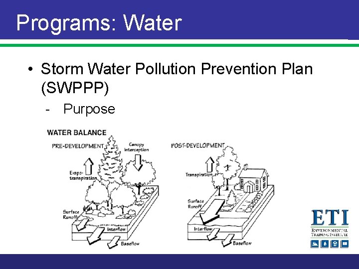 Programs: Water • Storm Water Pollution Prevention Plan (SWPPP) - Purpose - Storm water