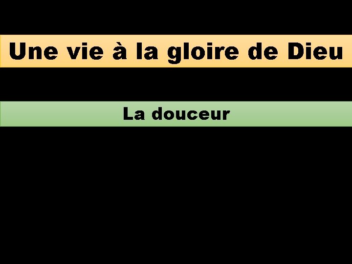 Une vie à la gloire de Dieu La douceur 