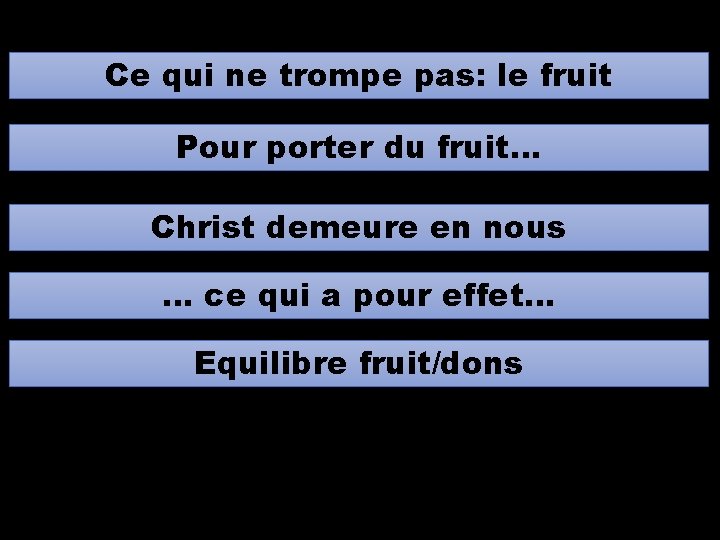 Ce qui ne trompe pas: le fruit Pour porter du fruit… Christ demeure en