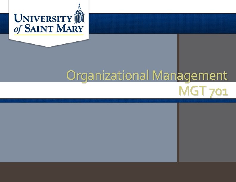 Organizational Management MGT 701 