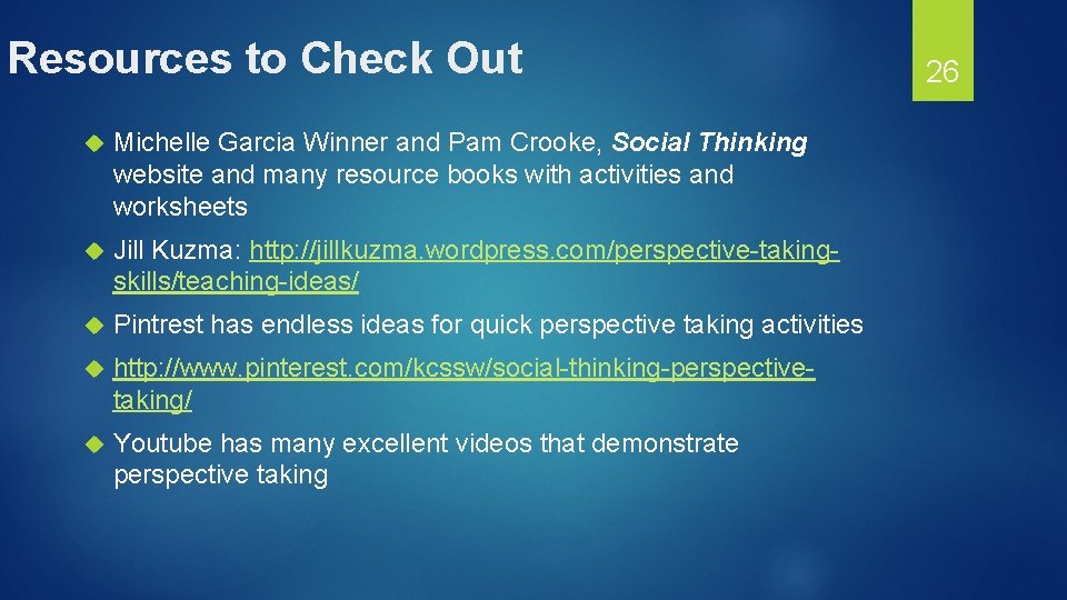 Resources to Check Out Michelle Garcia Winner and Pam Crooke, Social Thinking website and