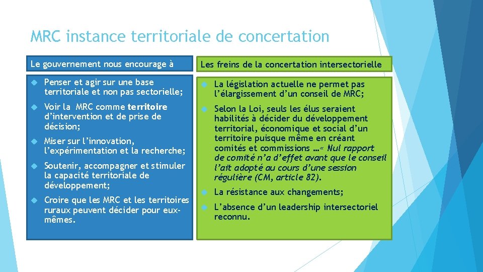 MRC instance territoriale de concertation Le gouvernement nous encourage à Penser et agir sur MRC instance territoriale de concertation Le gouvernement nous encourage à Penser et agir sur