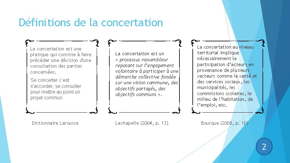 Définitions de la concertation La concertation est une pratique qui consiste à faire précéder Définitions de la concertation La concertation est une pratique qui consiste à faire précéder