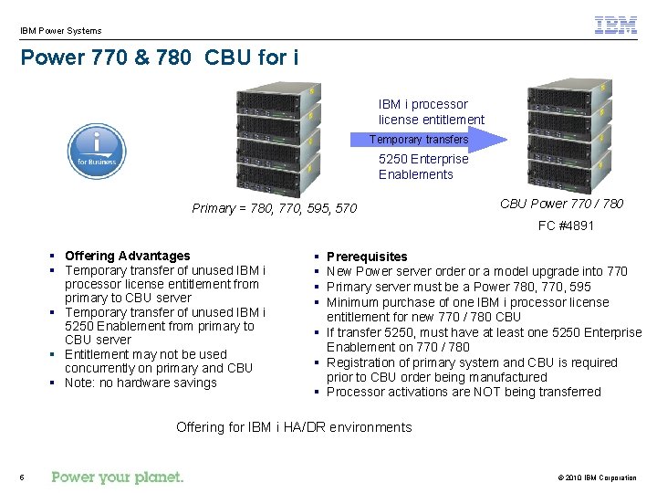 IBM Power Systems Power 770 & 780 CBU for i IBM i processor license